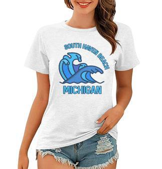 Graphic South Haven Beach Michigan Pocket Wave Souvenir Women T-shirt - Thegiftio UK