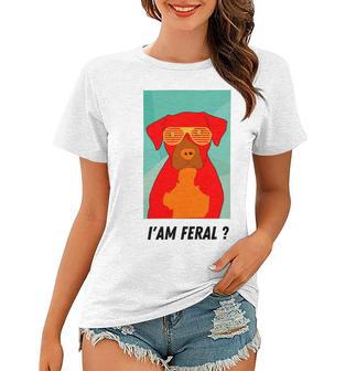 I Am Feral Coll Red Dog Women T-shirt - Monsterry