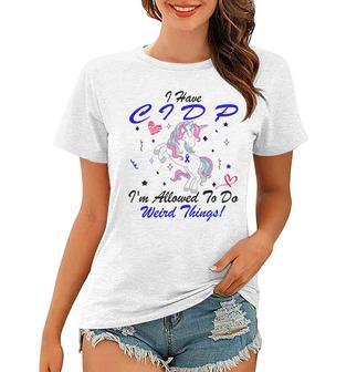 I Have Cidp Im Allowed To Do Weird Things Unicorn Blue Ribbon Cidp Support Cidp Awareness Women T-shirt | Favorety AU