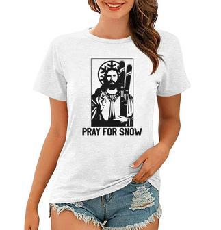 Jesus Christmas Pray For Snow Women T-shirt | Mazezy