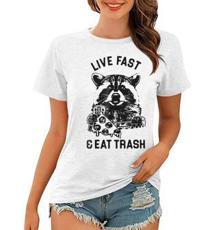 Live Fast Eat Trash Funny Raccoon Hiking Women T-shirt - Monsterry AU