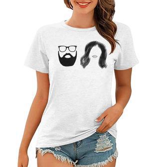 Man With Beard And Glasses With Woman Wavy Hair Women T-shirt | Favorety