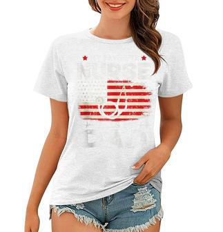 Mens My Favorite Nurse Calls Me Dad American Flag 4Th Of July Women T-shirt - Seseable