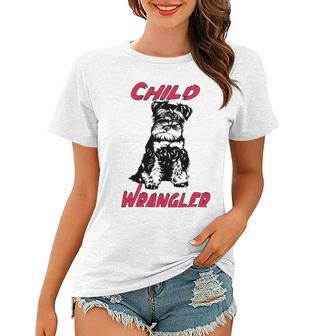 Miniature Schnauzer At Home Child Wrangler Multi Tasking Dog Women T-shirt | Favorety