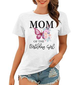 Mom 1St First Birthday Matching Family Butterfly Floral Women T-shirt - Seseable
