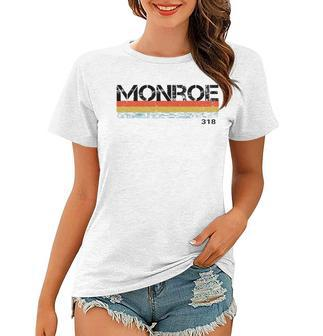 Monroe Louisiana Area Code 318 Vintage Stripes Women T-shirt - Thegiftio UK