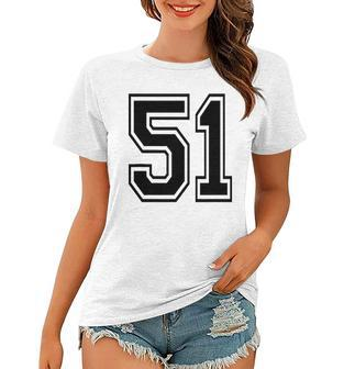 Number 51 College Sports Team Style In Black 2 Sided Women T-shirt - Thegiftio UK