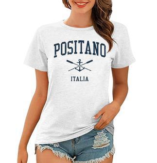 Positano Vintage Navy Crossed Oars & Boat Anchor Women T-shirt | Mazezy