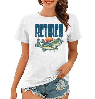 Retired Funny Bass Fishing Rodeo Rider Funny Retirement Women T-shirt - Thegiftio UK