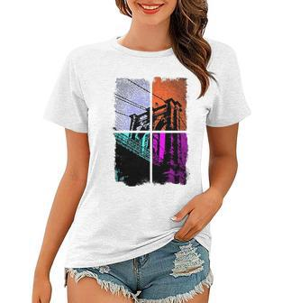 Retro Brooklyn Bridge Nyc Vintage Distressed Women T-shirt | Mazezy