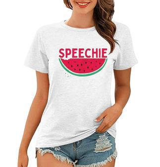 Speechie Speech Pathology Summer Therapy Women T-shirt | Mazezy