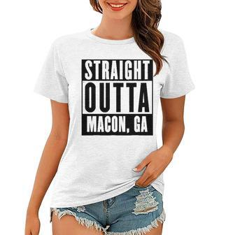 Straight Outta Georgiamacon Home Tee V Neck Women T-shirt | Mazezy
