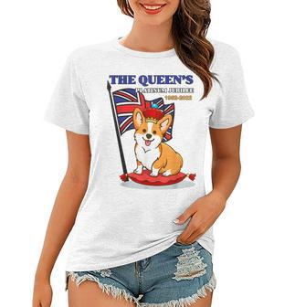 The Queen’S Platinum Jubilee 1952-2022 Corgi Union Jack Women T-shirt | Mazezy