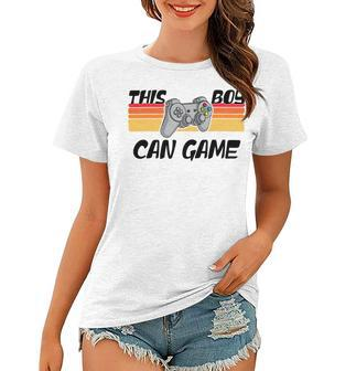 This Boy Can Game Funny Retro Gamer Gaming Controller Women T-shirt - Monsterry