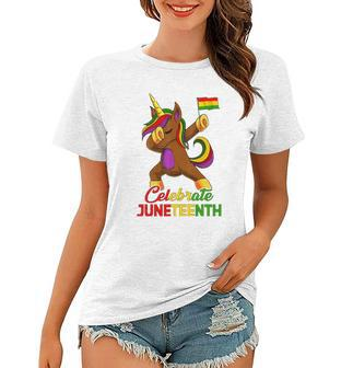 Unicorn Dabbing Juneteenth Celebrate Black Women Girls Kids V2 Women T-shirt - Thegiftio UK