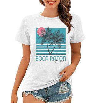 Womens Boca Raton Florida Souvenirs Fl Palm Tree Vintage Women T-shirt | Mazezy