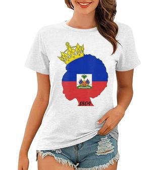 Womens Haitian Afro Queen 1804 Haiti Flag Day Crown Women Gift Women T-shirt | Mazezy