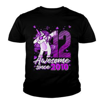 12 Year Old Unicorn Dabbing 12Th Birthday Girl Unicorn Party V3 Youth T-shirt - Seseable