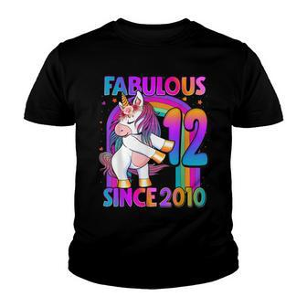 12 Years Old Unicorn Flossing 12Th Birthday Girl Unicorn Youth T-shirt - Seseable