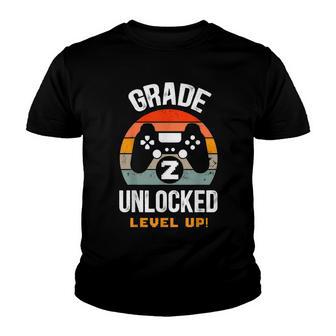 2Nd Grade Boy Gamer Grade 2 Unlocked Level Up Back To School Youth T-shirt - Thegiftio UK