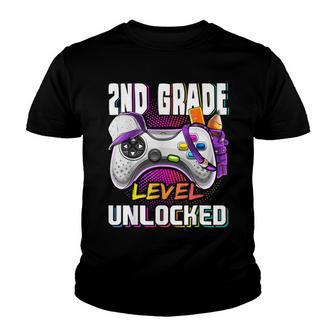 2Nd Grade Level Unlocked Back To School Video Game Girls Youth T-shirt - Thegiftio UK