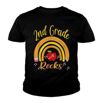 2Nd Grade Rocks Rainbow Lover Back To School Youth T-shirt - Thegiftio UK