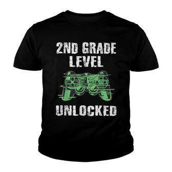 2Nd Second Grade Level Unlocked Gamer Back To School Boys Youth T-shirt - Thegiftio UK