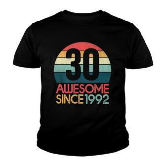 30Th Birthday Vintage Retro 30 Years Old Awesome Since 1992 Gift Youth T-shirt | Mazezy CA