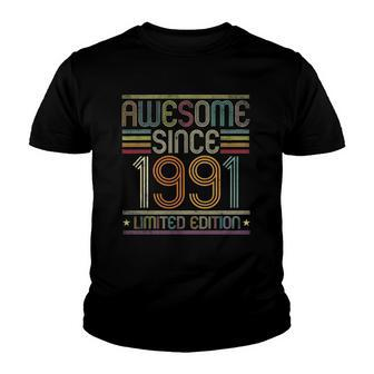 31St Birthday Vintage Tee 31 Years Old Awesome Since 1991 Birthday Party Youth T-shirt | Mazezy