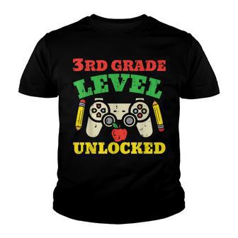 3Rd Grade Level Unlocked Video Game First Day Of School Boys Youth T-shirt - Thegiftio UK