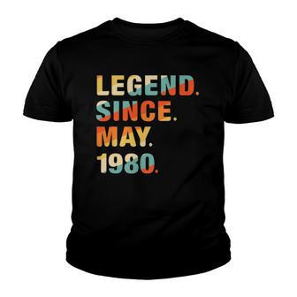 42Nd Birthday Gifts 42 Years Old Legend Since May 1980 Gift Youth T-shirt | Mazezy