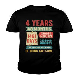4Th Birthday For Girls Boys 4 Years Old Being Awesome Bday Youth T-shirt | Mazezy