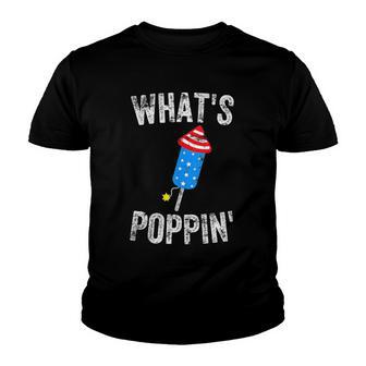 4Th Of July Summer Whats Poppin Funny Firework Youth T-shirt | Mazezy