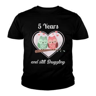 5 Years And Still Snuggling Funny 5Th Anniversary Youth T-shirt - Thegiftio UK