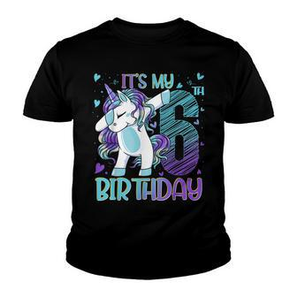 6 Years Old Unicorn Dabbing 6Th Birthday Girl Unicorn Party Youth T-shirt - Seseable