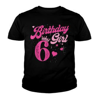 6Th Birthday Girl Crown 6 Years Old Bday Youth T-shirt - Seseable