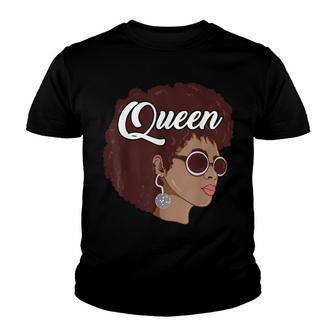 70S Queen African American Wearing Disco Ball Earrings Gift Youth T-shirt - Thegiftio UK