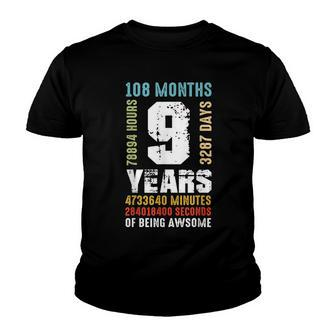 9 Years Being Awesome 9Th Birthday Gift Boy Girl Youth T-shirt | Mazezy