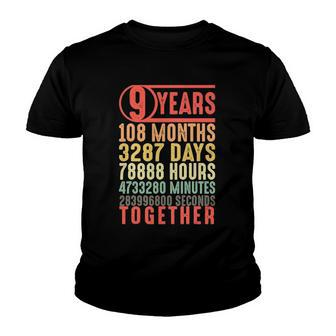 9 Years Marriage Anniversary Him Romantic Couple 9Th Wedding Youth T-shirt | Mazezy
