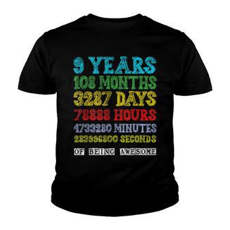 9 Years Of Being Awesome Happy 9Th Birthday Nine Countdown Youth T-shirt - Seseable