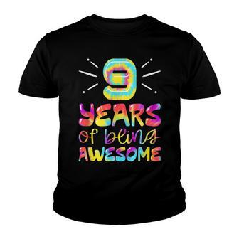 9 Years Of Being Awesome Tie Dye 9 Years Old 9Th Birthday Youth T-shirt - Seseable