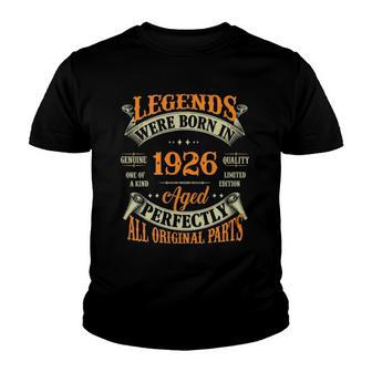 96Th Birthday Tee Vintage Legends Born In 1926 96 Years Old Youth T-shirt | Mazezy