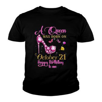 A Queen Was Born On October 21St Birthday Youth T-shirt | Mazezy