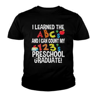 Abcs And 123 Preschool Graduate Graduation Party Youth T-shirt - Thegiftio UK
