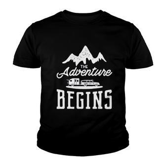 Adventure Begins Camping Mountains Popular Gift 2022 Youth T-shirt - Thegiftio UK