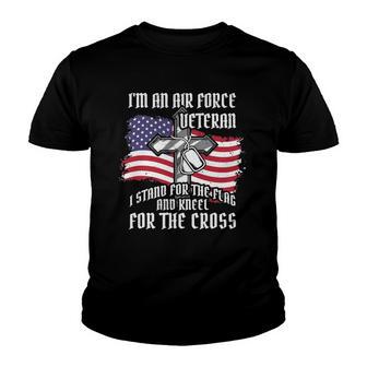 Air Force Veteran Stand For The Flag Kneel For The Cross Youth T-shirt - Thegiftio UK