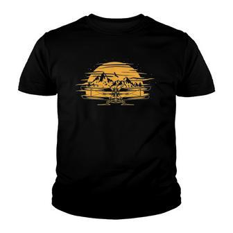 Airplane Aircraft Plane Propeller Mountains Sky Air Gift Youth T-shirt | Mazezy