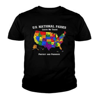 All 63 Us National Parks Design For Campers Hikers Walkers Youth T-shirt | Mazezy