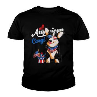 All American Corgi Usa Sunglasses 4Th Of July Tricolor Corgi Youth T-shirt - Thegiftio UK
