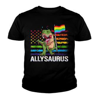 Allysaurus Dinosaur In Rainbow Flag For Ally Lgbt Pride V4 Youth T-shirt - Thegiftio UK